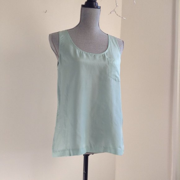NWT J.Crew Women's 2 Light 100% Silk Pocket Sleeveless Tank Top 39370 Green - Picture 5 of 14